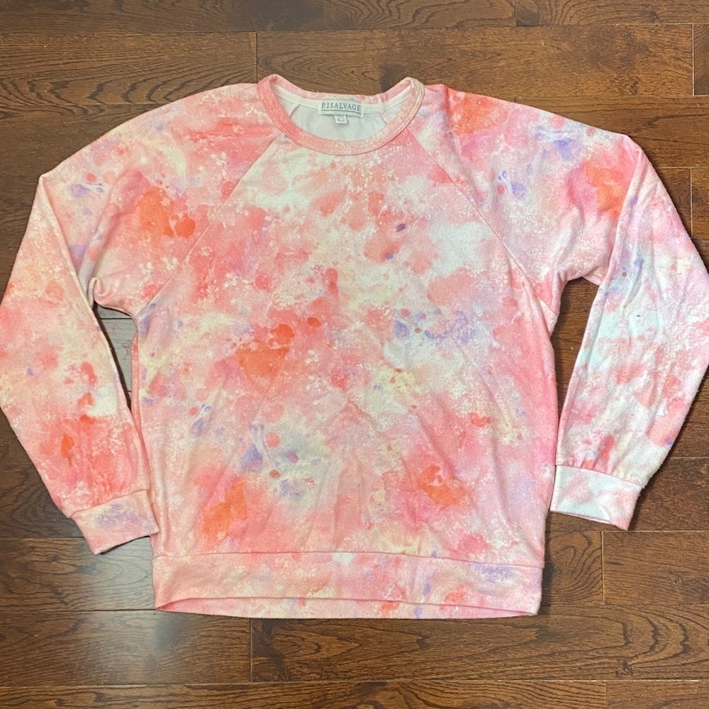 PJ Salvage Size Small Tie-Dye Crewneck Sweatshirt Pink Multicolour